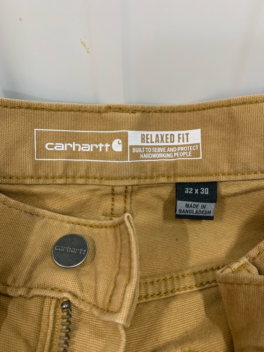 Carhartt Tan Work Pants with Back Pocket Logo - Picture 5 of 7